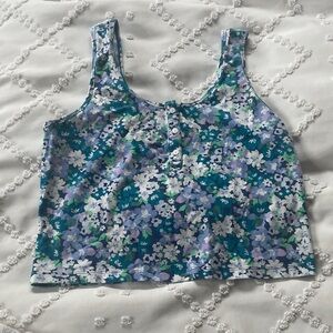 Old Navy Floral Blue and Green Crop Top
